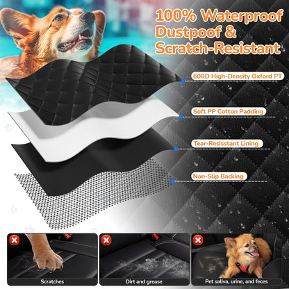 Dog Seat Cover- Non-Slip Dog Car Hammocks with Seatbelt Dog Car Seat Cover Waterproof and Scratch-Resistant Dog Car Back Seat Protection